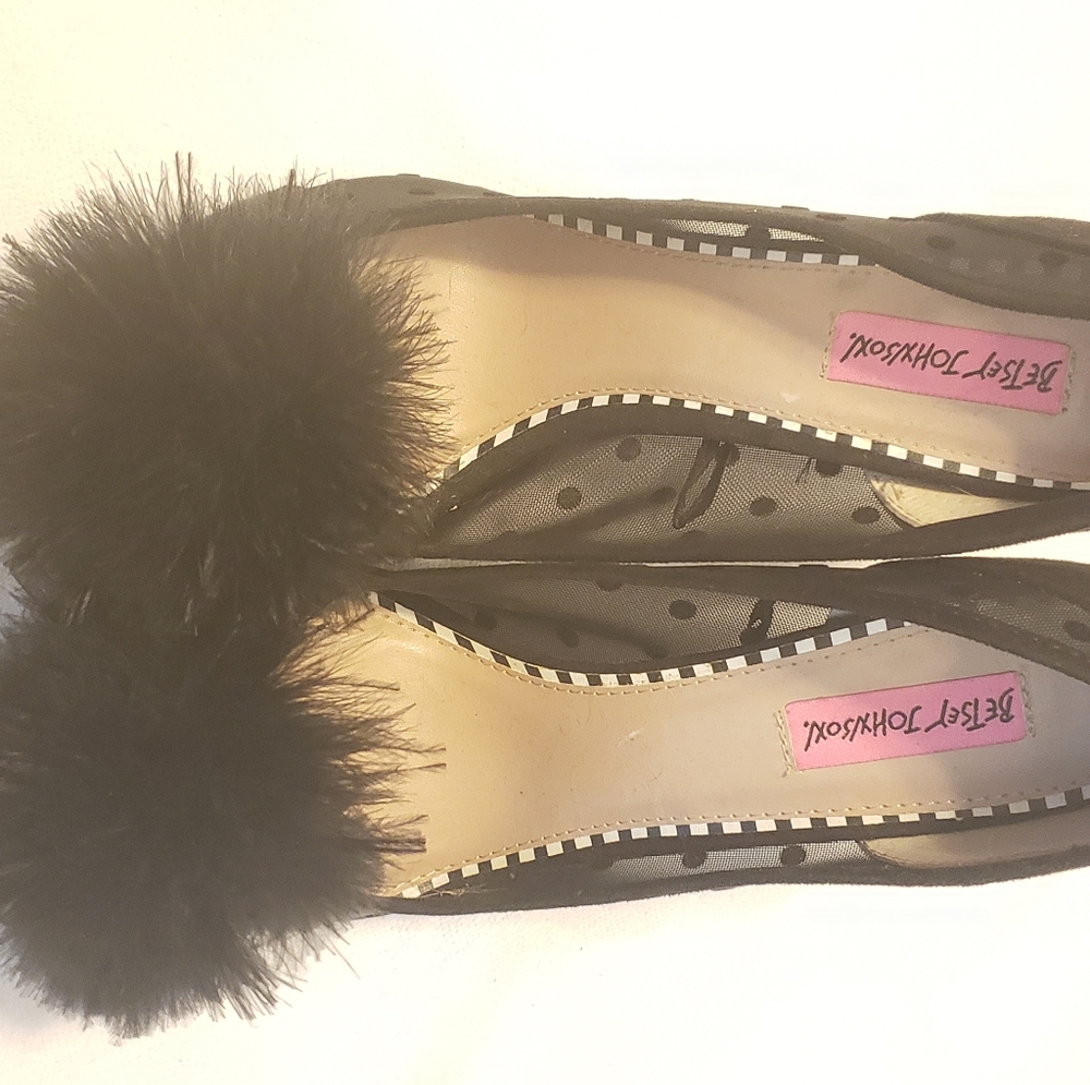 Never been worn black polka dot pumps